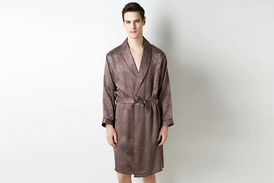 真丝睡衣男士单睡袍